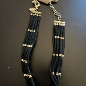 Chico's Black and Gold Multi-Strand Necklace Choker